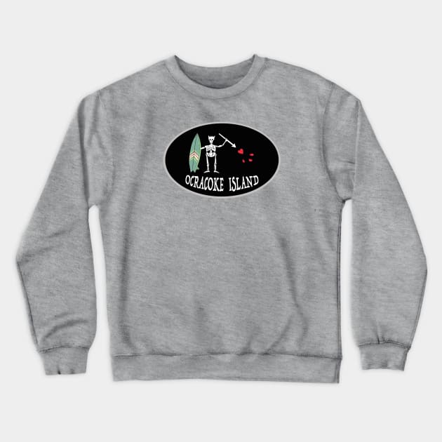 Blackbeard's Surfboard Crewneck Sweatshirt by Trent Tides